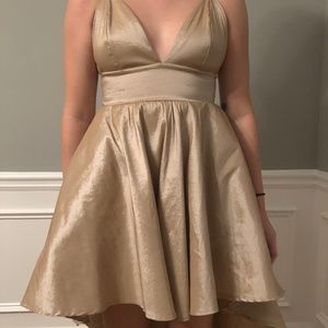 Champagne High Low Prom Dress